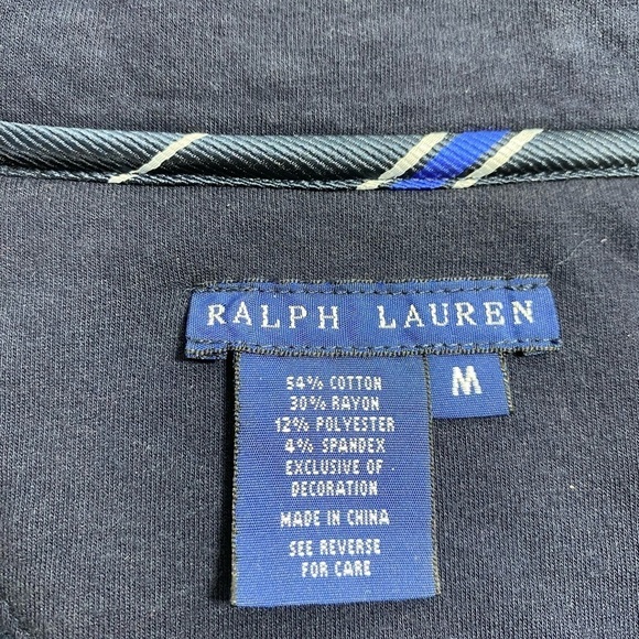 Ralph Lauren Blue Knit Blazer Cardigan Medium Embroidered Crest Gold Button‎ - Picture 5 of 5